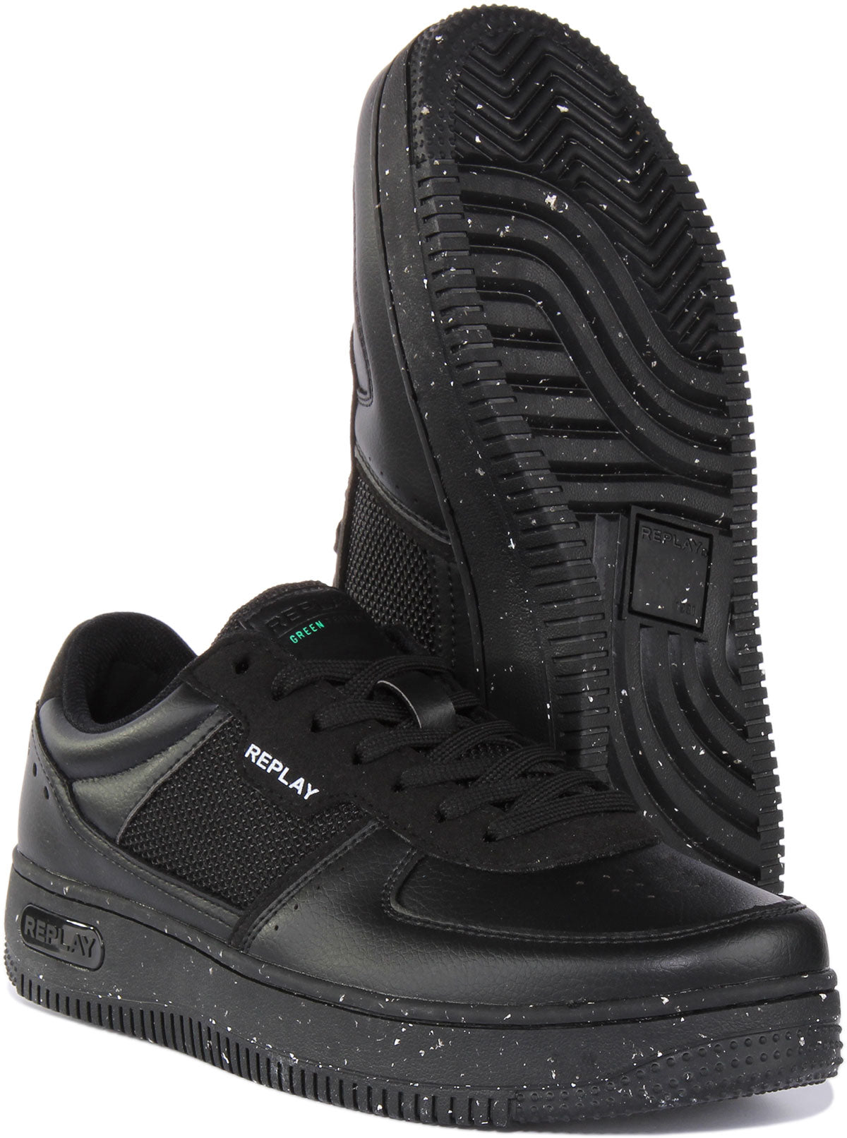 Replay Epic M Green 2 In Black For Men | Lace up All Black