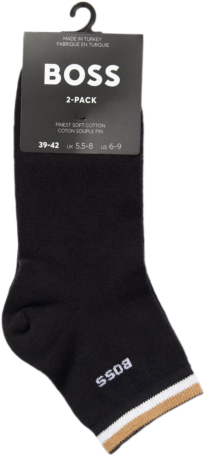 Boss 2P SH Stripe CC Chaussettes en coton pour hommes en noir