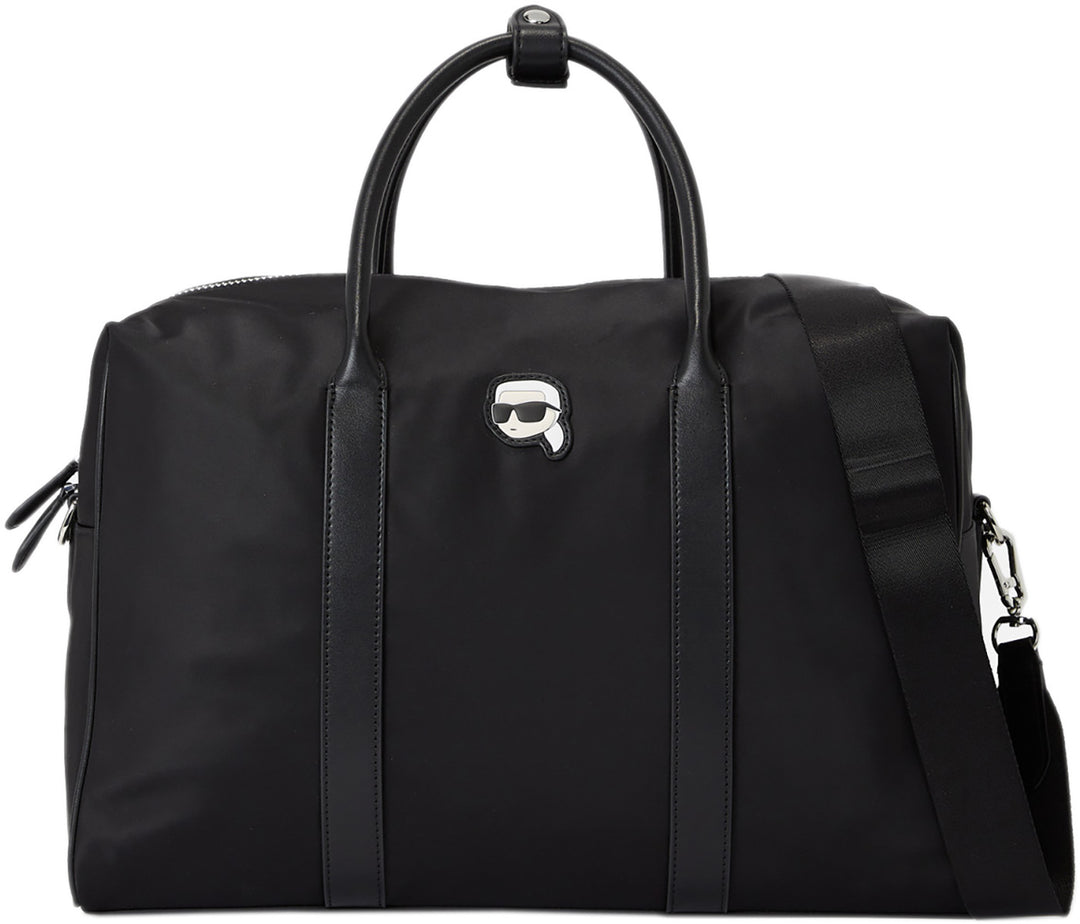 Karl Lagerfeld K Iconic Nylon Weekender In Black For Women