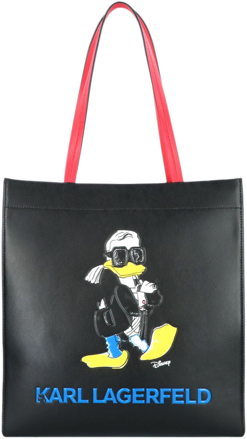 Karl Lagerfeld KL X Disney Borsa sintetica con stampa Donald Duck da donna in nero