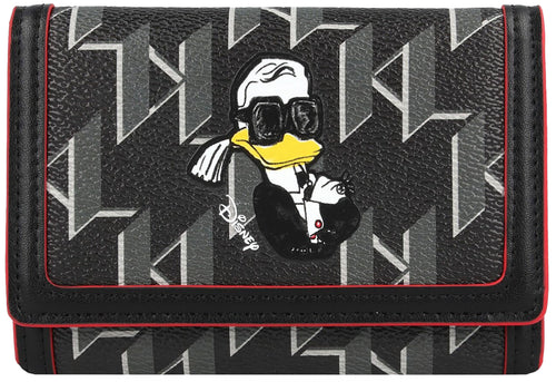 Karl Lagerfeld KL X Disney Portafoglio trifold in pelle con stampa Donald Duck da donna in nero