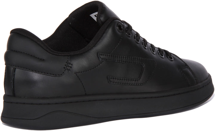 Diesel S Athene Low Baskets en cuir à lacets pour hommes en noir