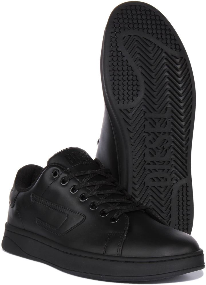 Diesel S Athene Low Baskets en cuir à lacets pour hommes en noir