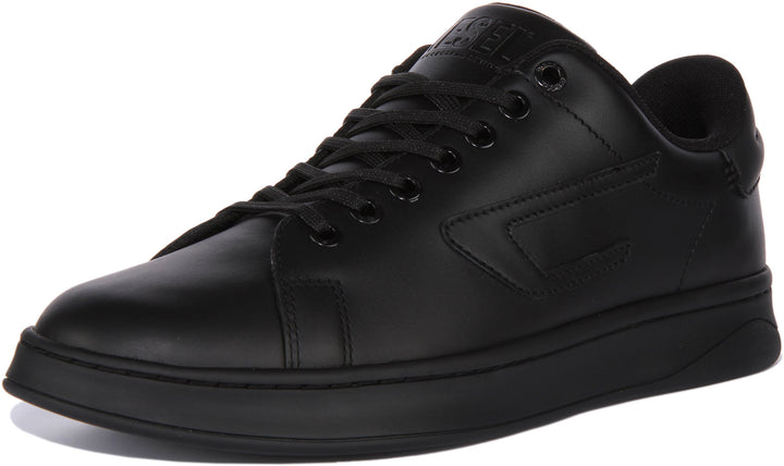 Diesel S Athene Low Baskets en cuir à lacets pour hommes en noir