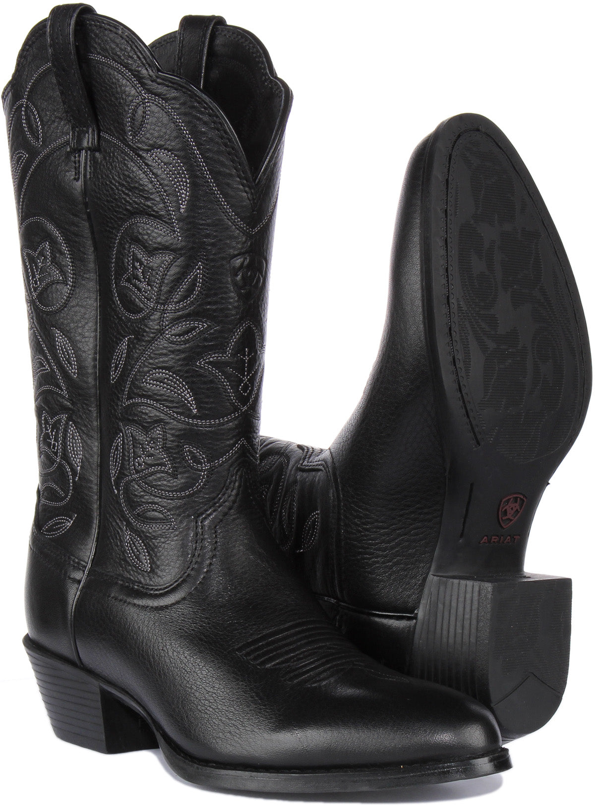 Ariat Heritage R Toe Botte western en cuir pleine fleur pour femme en noir