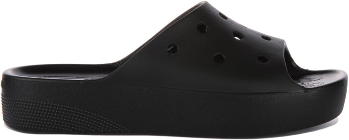 Crocs Class Flatform Slider In Black For Women