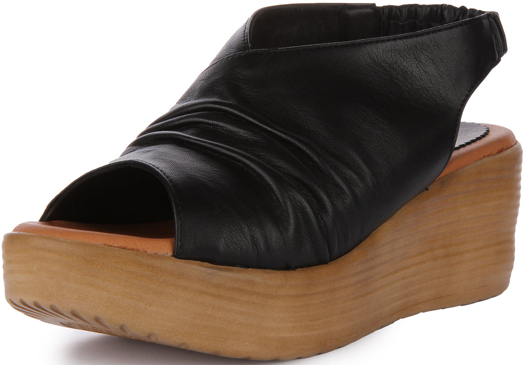 Justinreess England Dilla Wedge Sandal In Black For Women