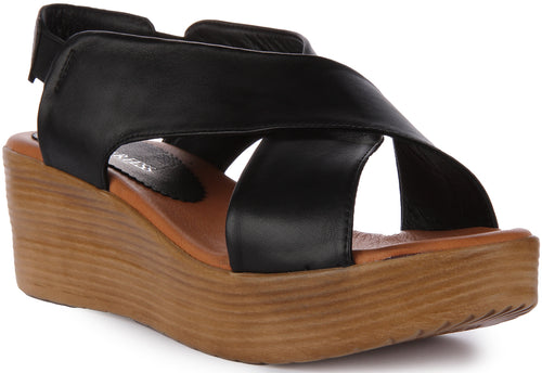 Justinreess England Flora WEdge Sandal In Black For Women