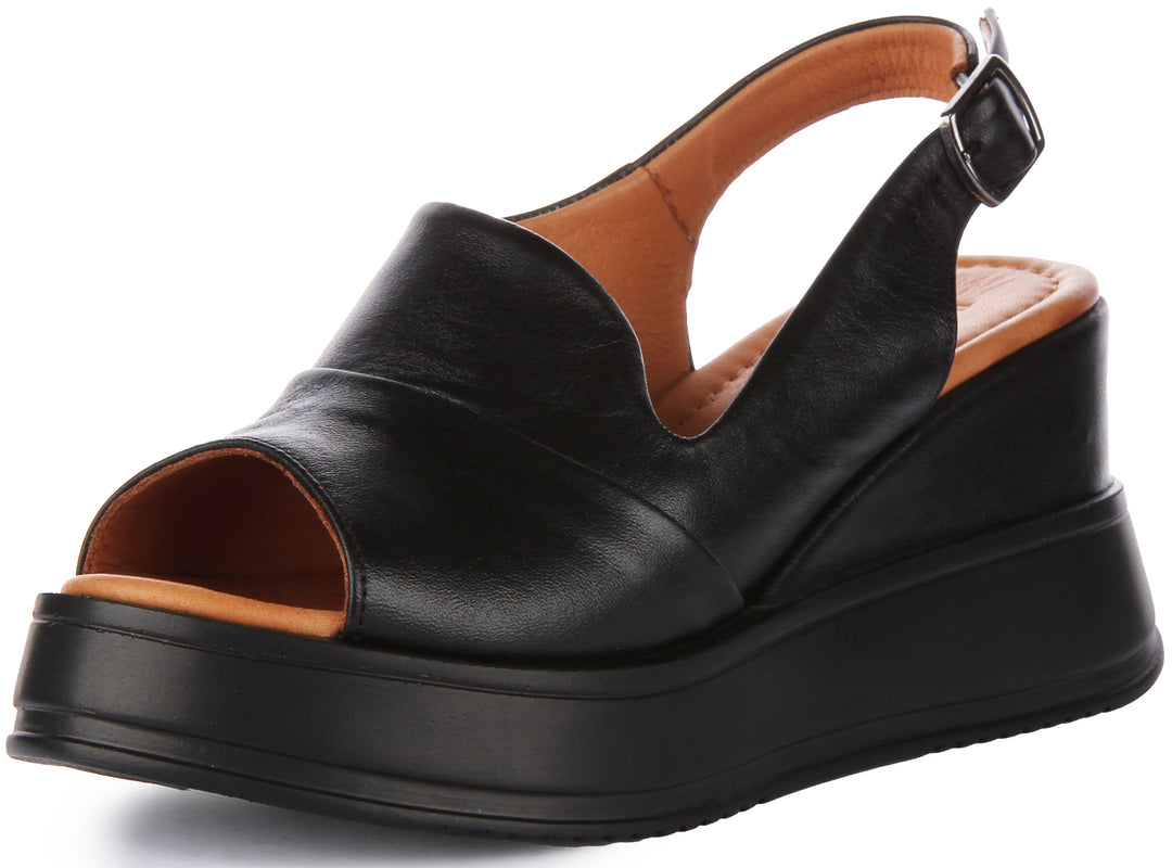 Justinreess England Lucia Wedge sandal In Black For Women