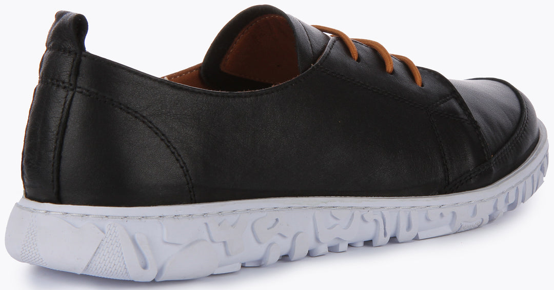 JUSTINREESS Molly Chaussures confort en cuir à lacets pour femmes en noir