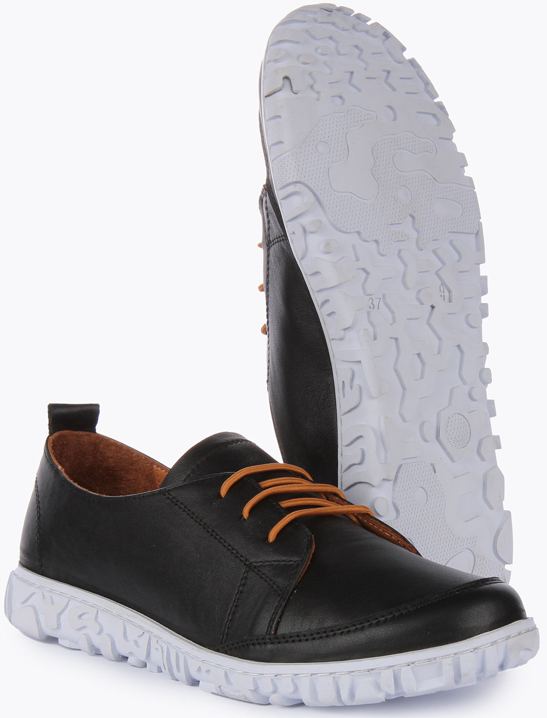 JUSTINREESS Molly Chaussures confort en cuir à lacets pour femmes en noir