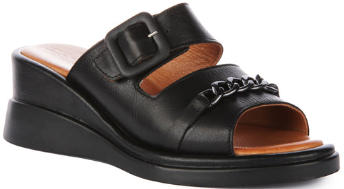 Justinreess England Sami Wedge Sandal In Black For Women