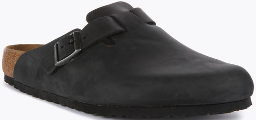 Birkenstock Boston BS Sandalo casual in pelle oliata da in nero