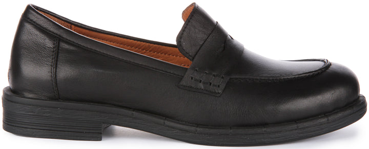 JUSTINREESS Vida Scarpe penny loafer in pelle morbida da donna in nero