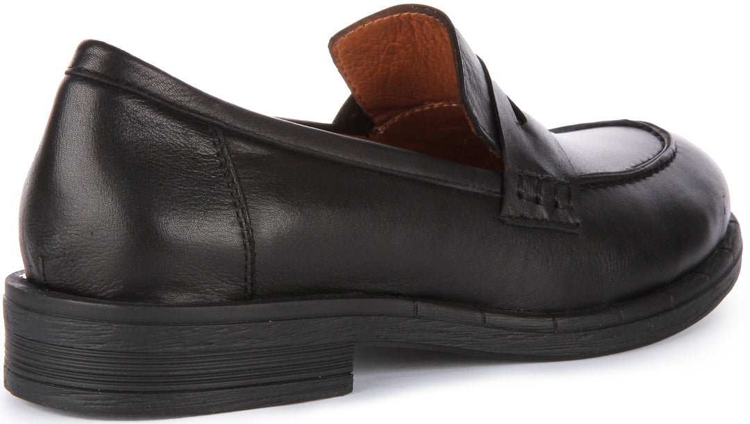 JUSTINREESS Vida Scarpe penny loafer in pelle morbida da donna in nero