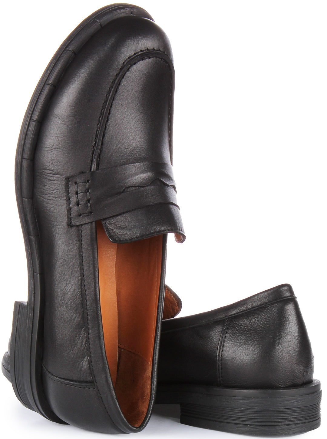 JUSTINREESS Vida Scarpe penny loafer in pelle morbida da donna in nero