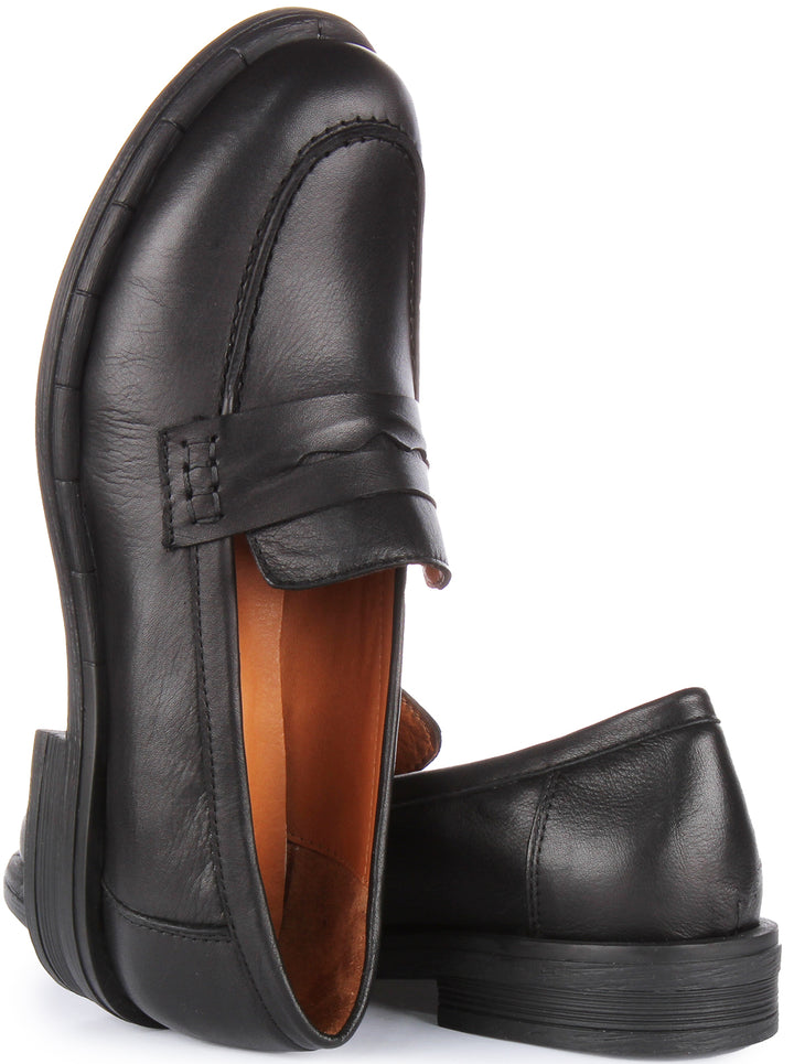 JUSTINREESS Vida Mocasines de piel suave para mujer en negro