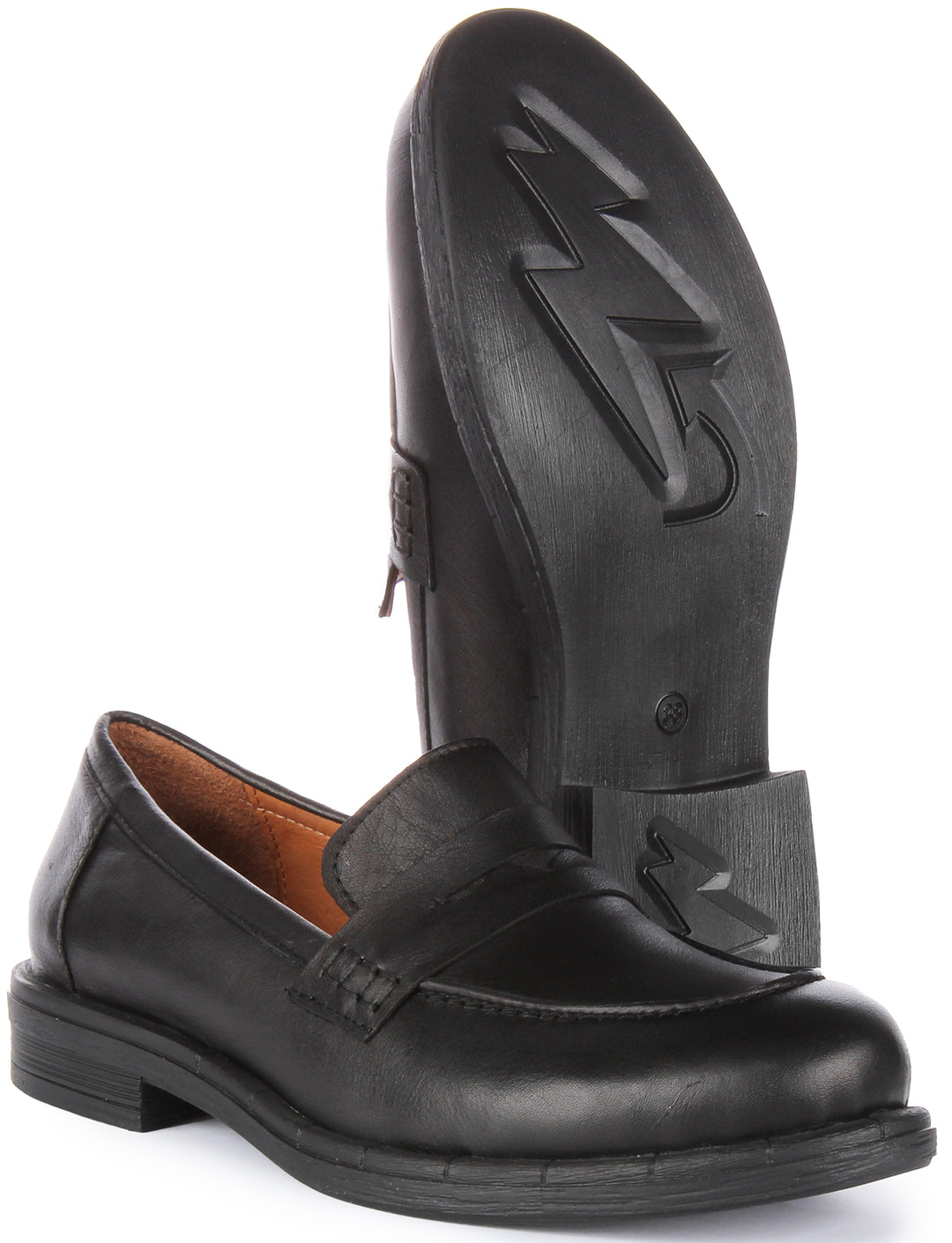 JUSTINREESS Vida Scarpe penny loafer in pelle morbida da donna in nero