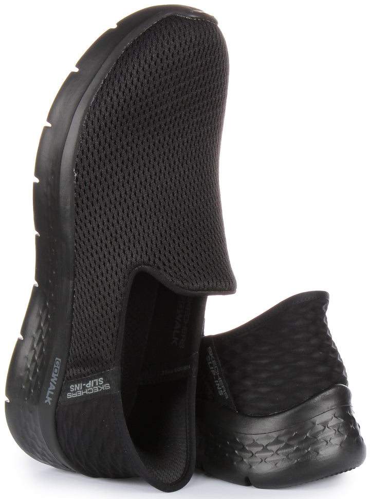 Skechers Hands Free Slips Go Walk Flex Relish Frauen Masche Schlupf Auf Turnschuhe Schwarz