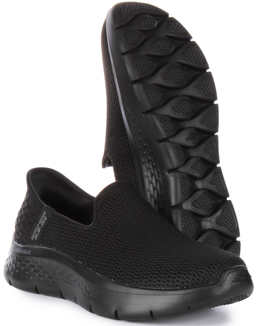 Skechers Hands Free Slip InsGo Walk Flex Relish Zapatillas de malla sin cordones para mujer en negro