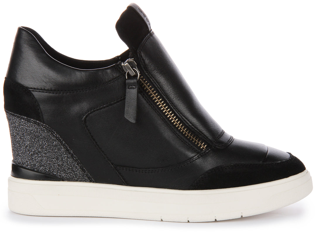 Geox D Maurica Wedge Trainer In Black For Women