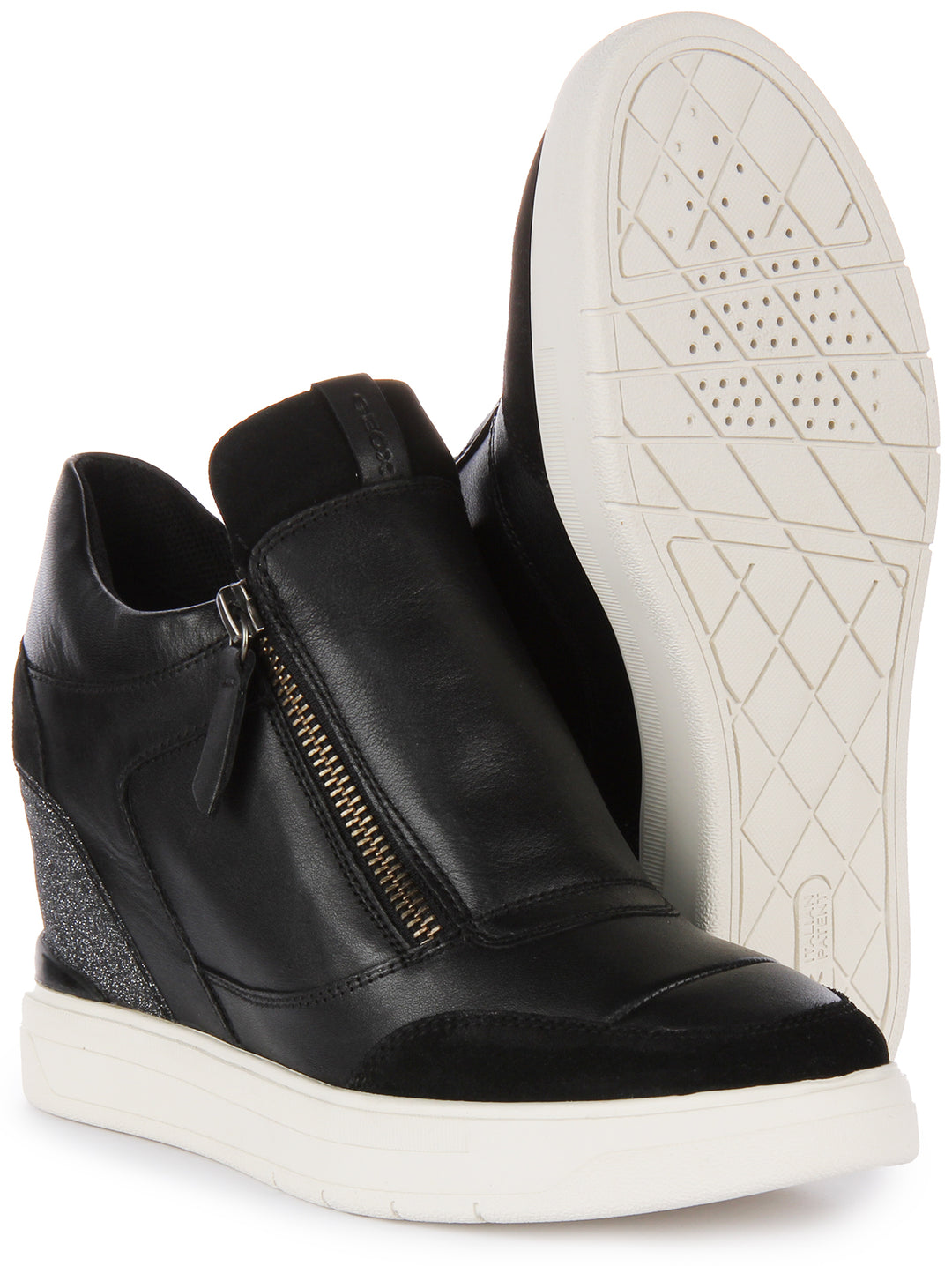 Geox D Maurica Wedge Trainer In Black For Women