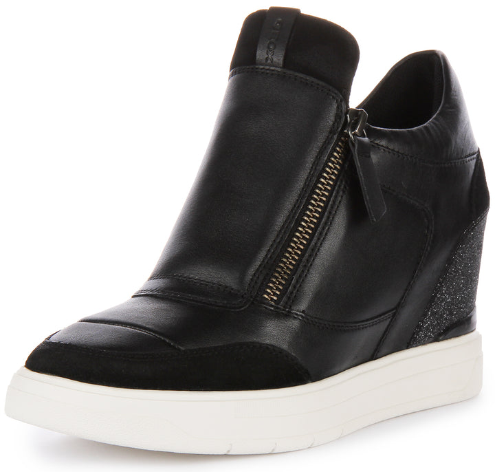 Geox D Maurica Wedge Trainer In Black For Women