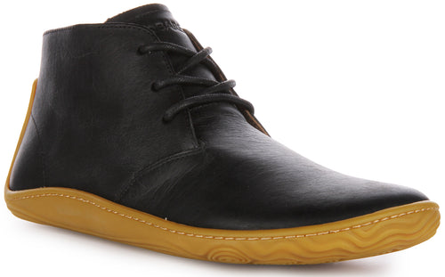 Vivobarefoot Addis Desert Bottes en cuir à lacets pour hommes en noir