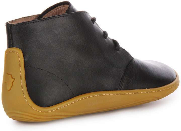 Vivobarefoot Addis Desert Stivale allacciato in pelle da uomo in nero