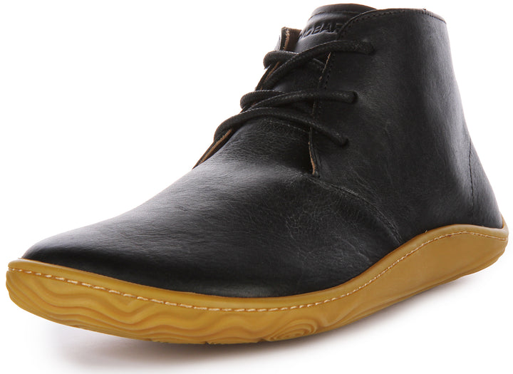 Vivobarefoot Addis Desert Bottes en cuir à lacets pour hommes en noir