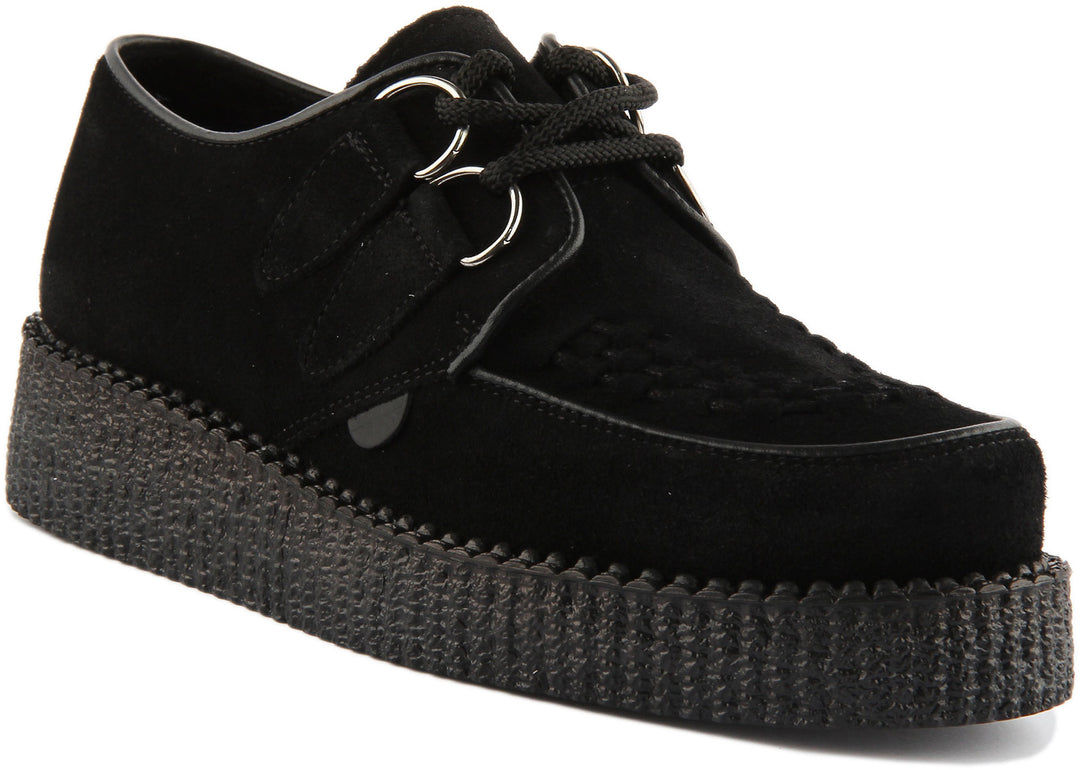 Underground Wulfrun Single Black Suede Lace Up Brothel Creepers