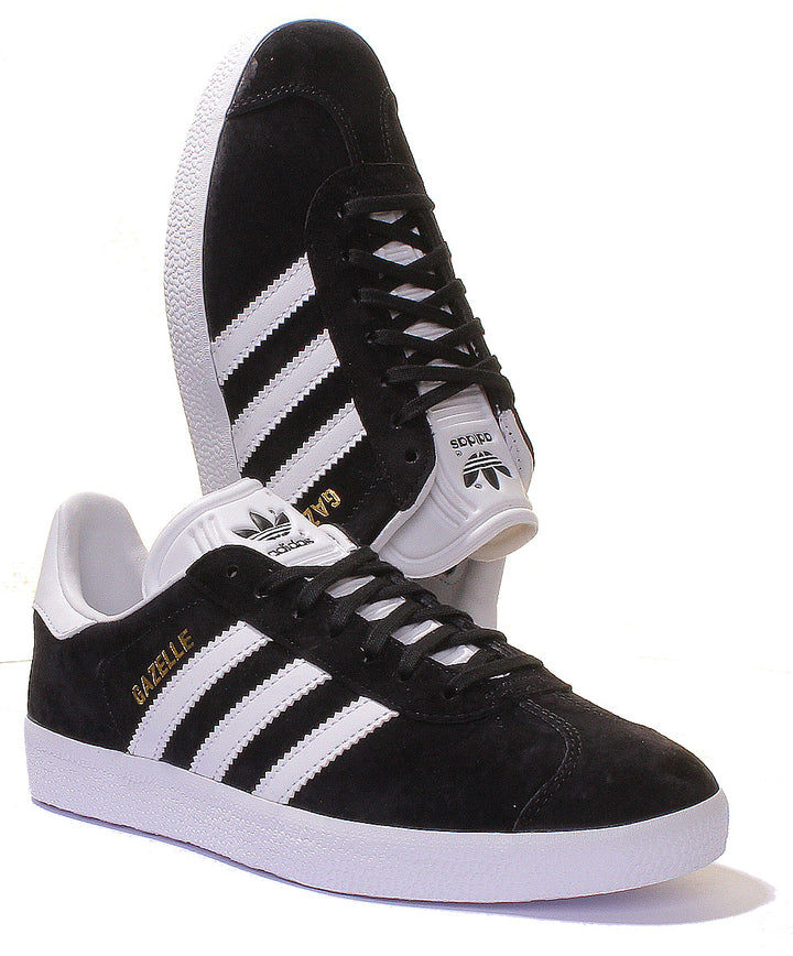 Adidas Gazelle Suede Leather Trainers In Black White