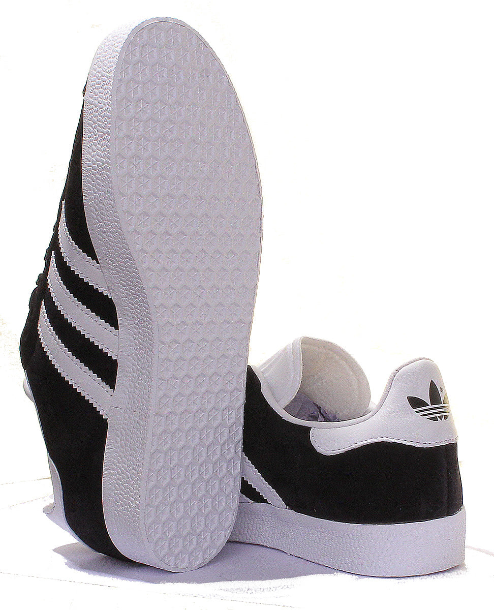 Adidas Gazelle Suede Leather Trainers In Black White