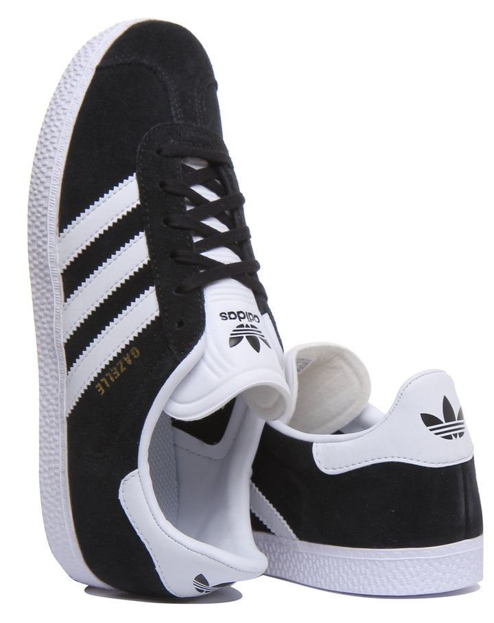 Adidas Gazelle J Trainers In Black White For Youth