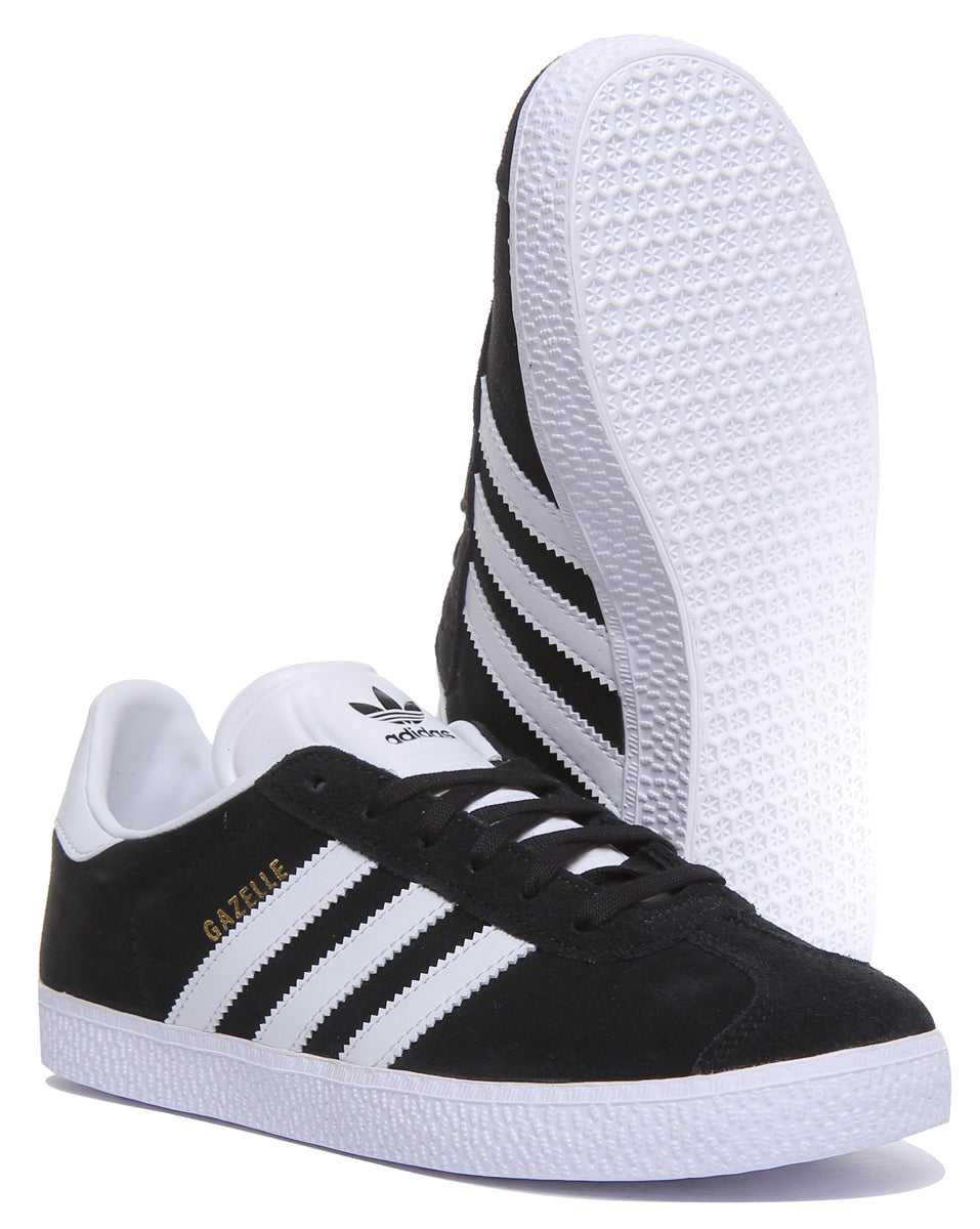 Adidas Gazelle J Trainers In Black White For Youth