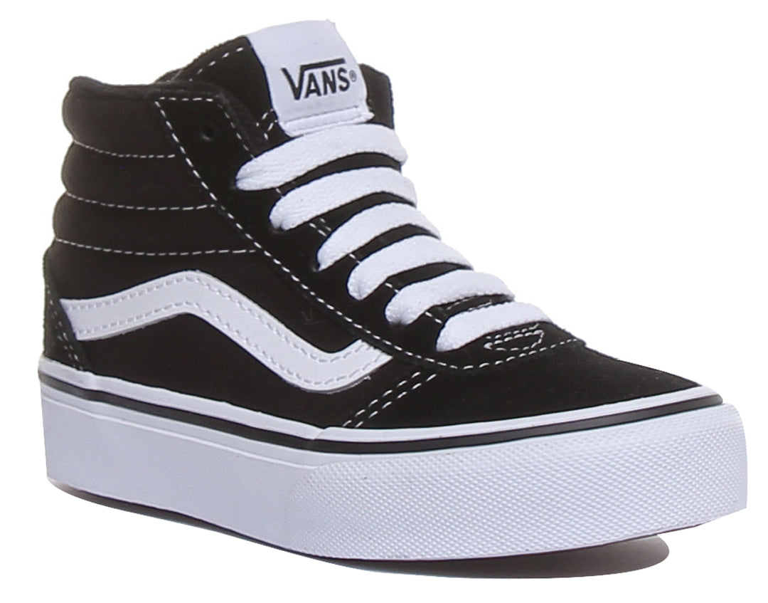 Vans Ward Hi In Black White For Kids SK8 Hi For Kids – 4feetshoes