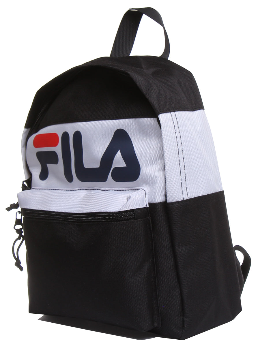 Fila Myna In Black White Backpack School Backpack Front Zip