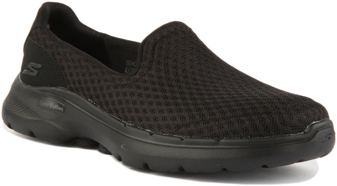 Skechers Go Walk 6 Zapatillas de deporte de malla ligera para mujer en negro