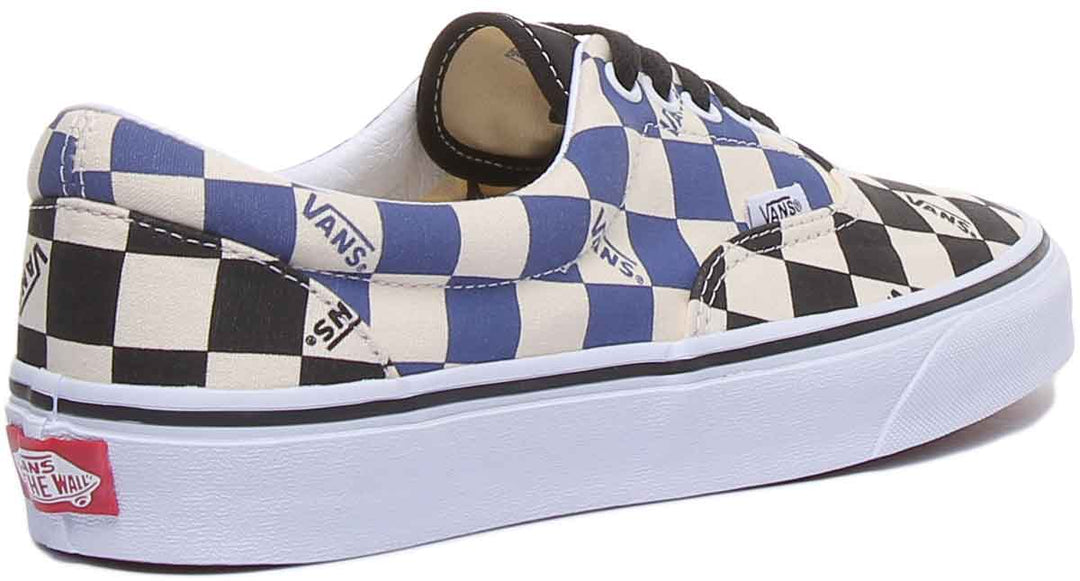 Vans Era Big Check Herren Klassische Schnürung Schachbrett Turnschuhe Schwarz Blau