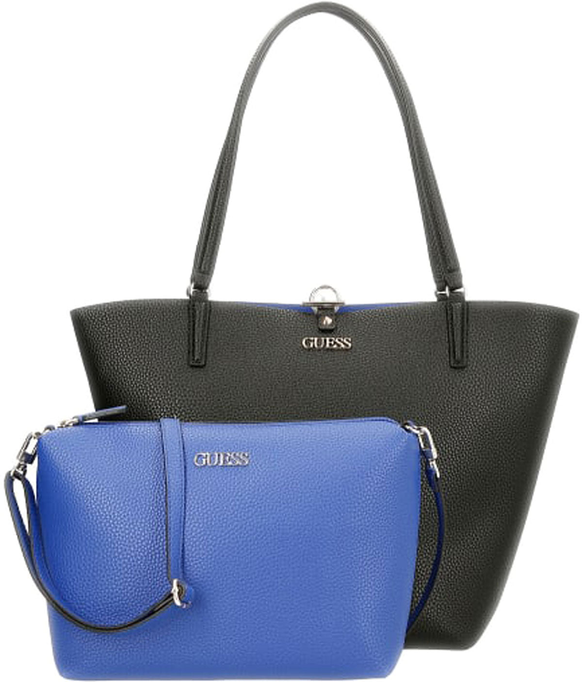 Guess Alby Toggle Tote In Black Blue For Women Tote Handbag