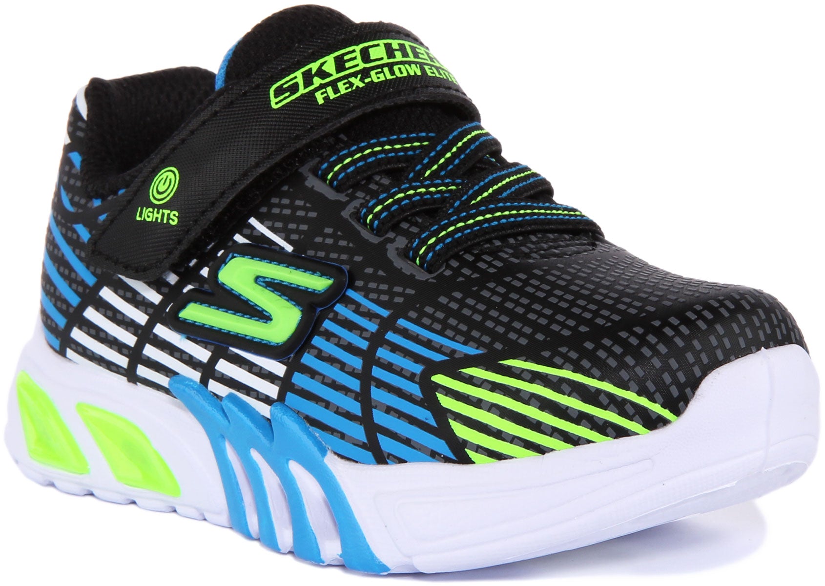 Black skechers 2024 light up shoes