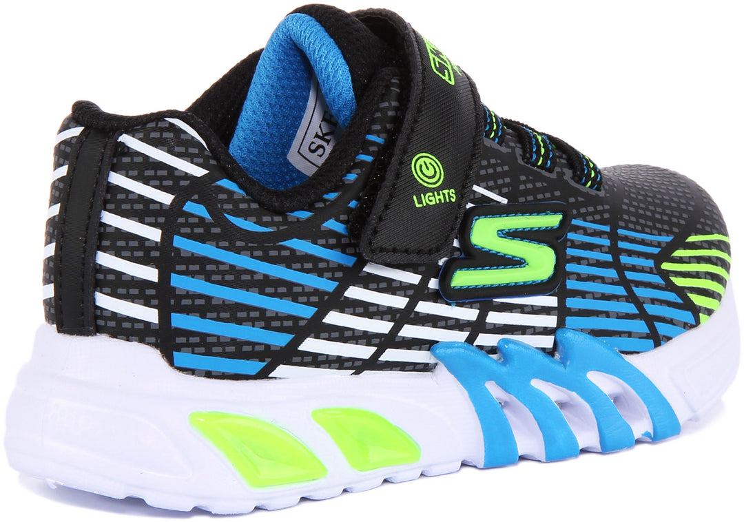 Skechers S Lights: FlexGlow Elite Zapatillas de deporte sintéticas para niños en negro azul