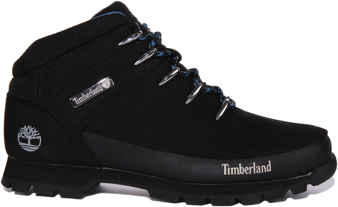 Timberland Euro Sprint Stivaletti con lacci in pelle mid hiker da uomo in nero blu