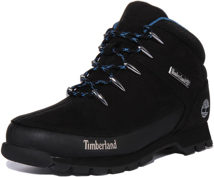 Timberland Euro Sprint Bottines en cuir à lacets mi haut pour hommes en noir bleu