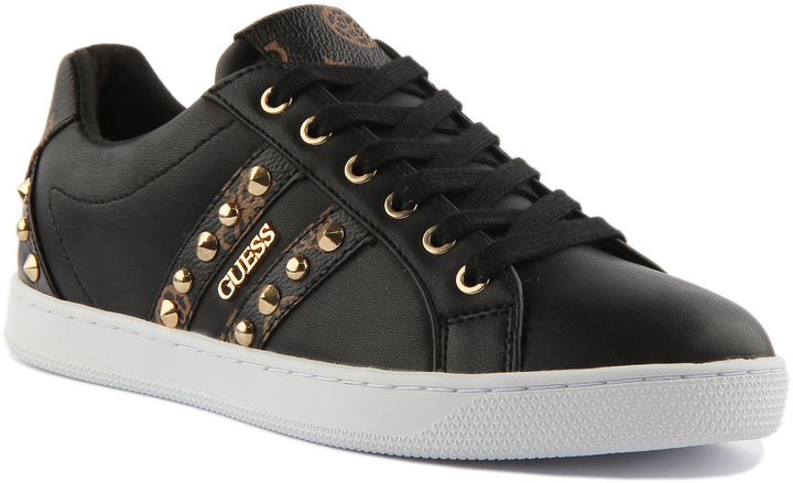 Guess Rassta Gold Stud In Black Brown For Women