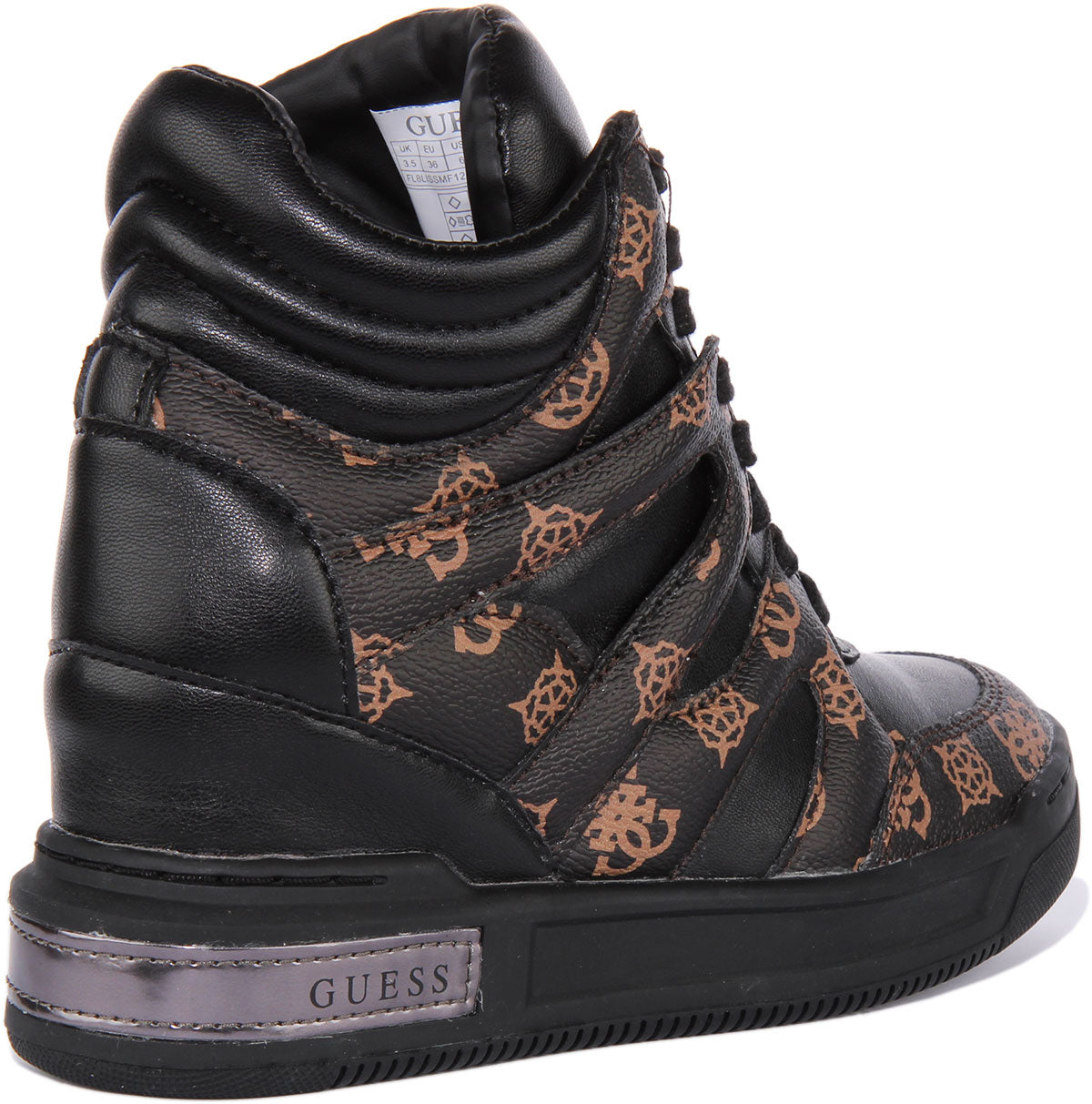 Guess Wedge Lisa Black Brown For Women Guess Wedge Trainers 4feetshoes