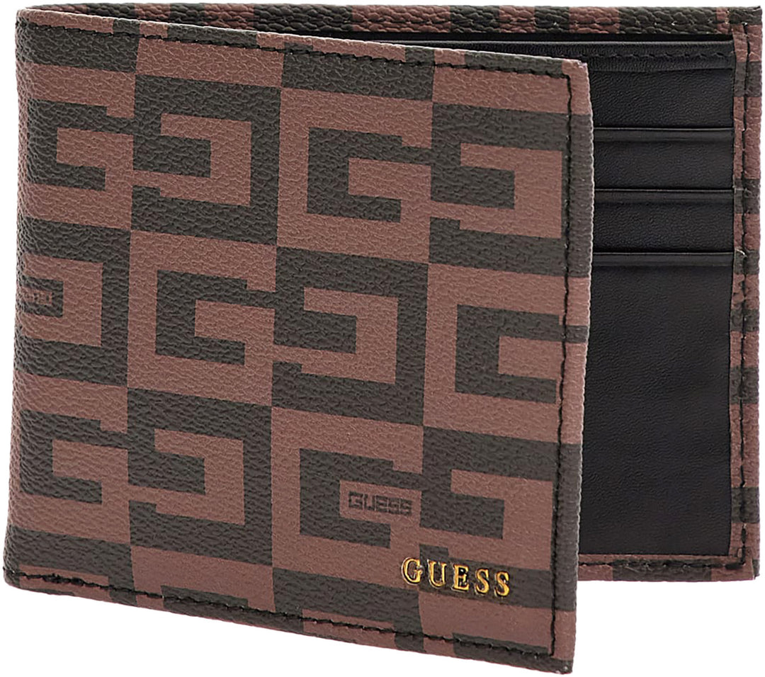 Guess Vezzola 4g Logo Billfold Leather Wallet - Brown