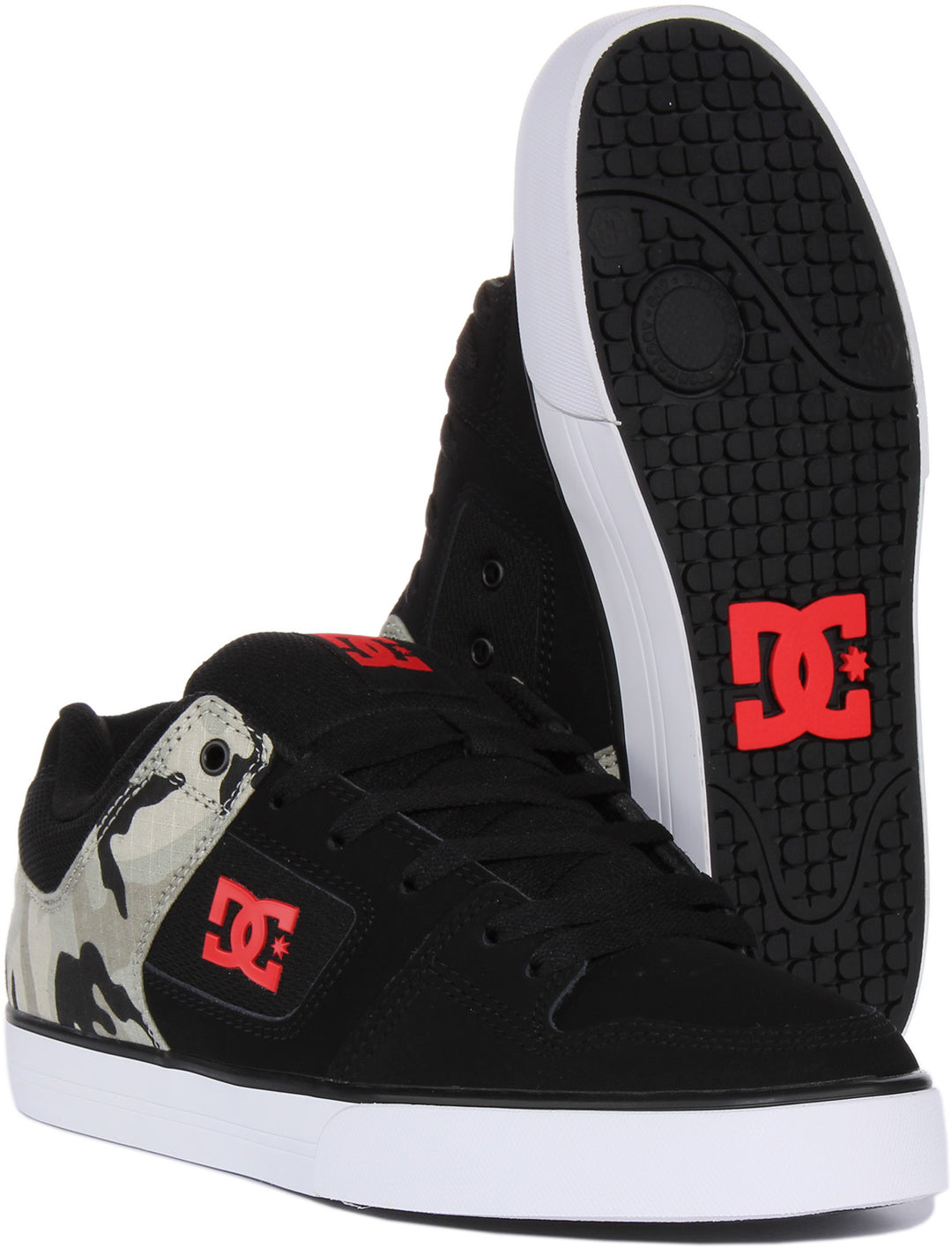 DC Shoes Pure Zapatillas de piel con cordones para hombre en negro camo