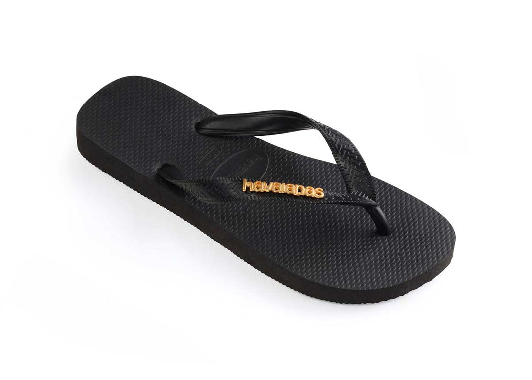 Havaianas Logo Metalic In Black Gold