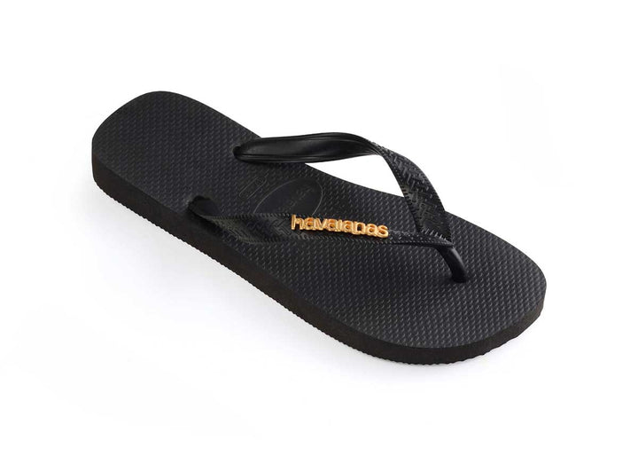 Havaianas Logo Metalic In Black Gold